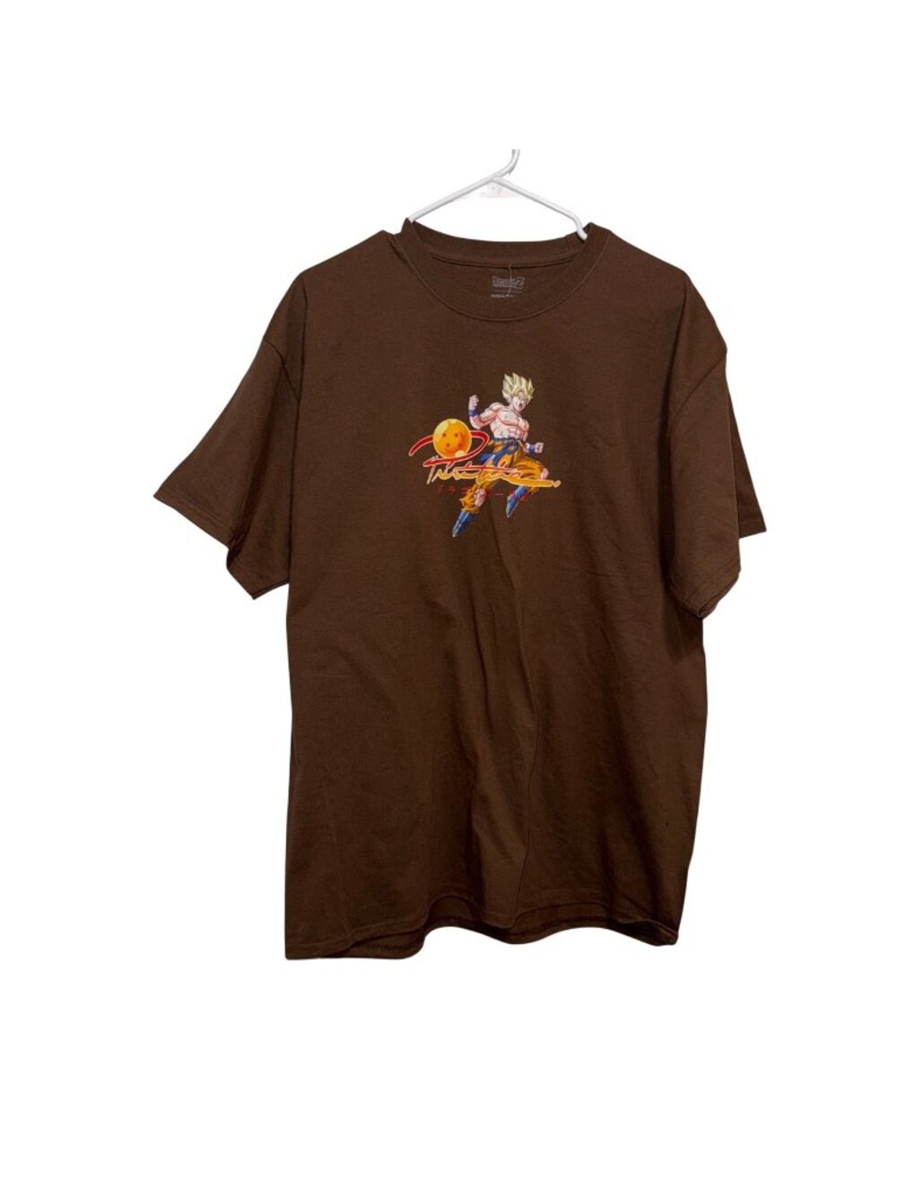 Dragon Ball Z Brown Graphic T-Shirt With Goku Design Size M